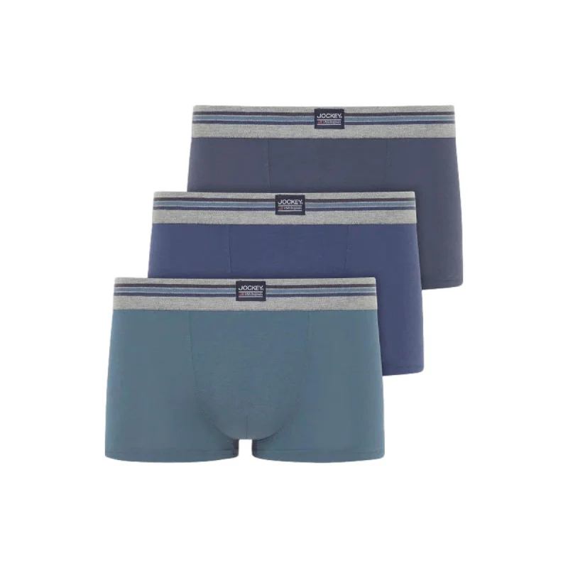 New Deals Jockey Cotton Stretch Short Trunk 3 Pack - Blue Mix