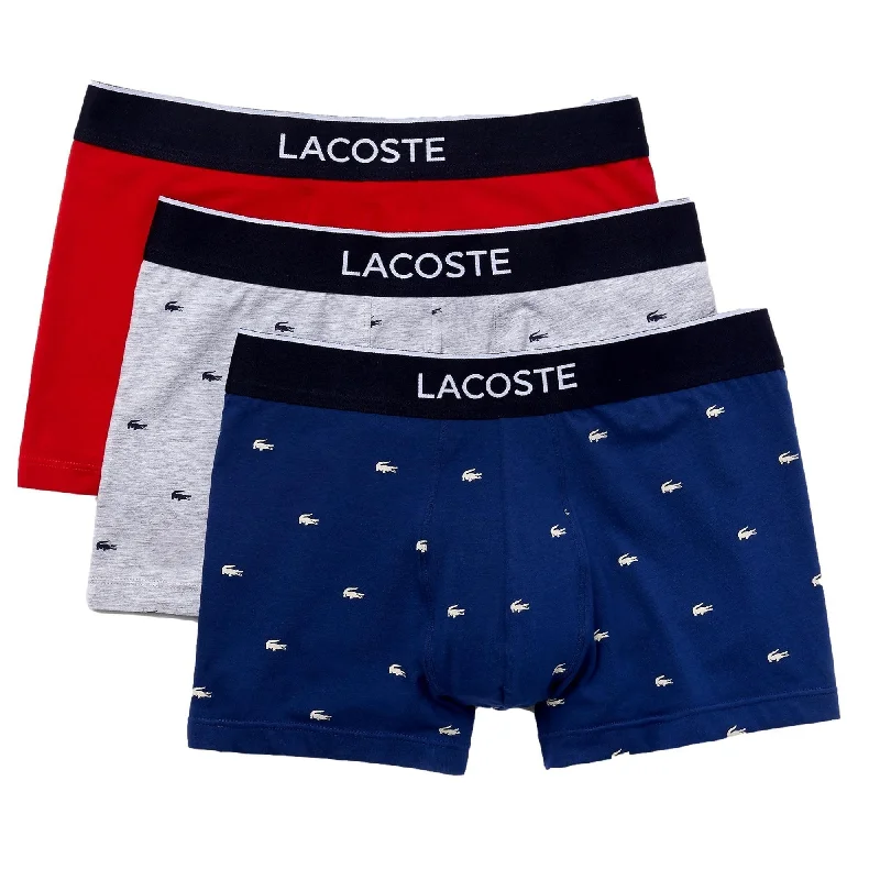 Weekend Shopping Bliss Lacoste Casual Cotton Signature Trunk - Navy Blue/Grey Chine/Red Weekend Shopping Bliss Lacoste Casual Cotton Signature Trunk - Navy Blue/Grey Chine/Red