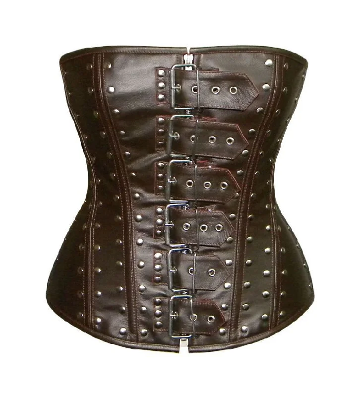 Year-End Sale Lambskin steampunk style overbust corset with metal (brown and black). Year-End Sale Lambskin steampunk style overbust corset with metal (brown and black).