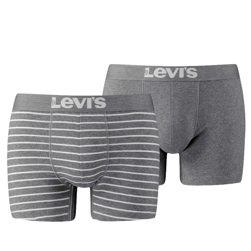 Your Weekend, Your Savings Levi's 2 Pack Vintage Stripe Boxer Brief - Middle Grey Melange