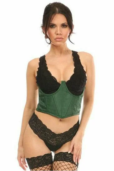Special Price Lavish Dark Green Brocade Open Cup Waist Cincher