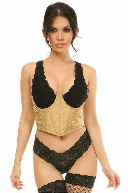 Daily Deals Lavish Gold Brocade Open Cup Waist Cincher
