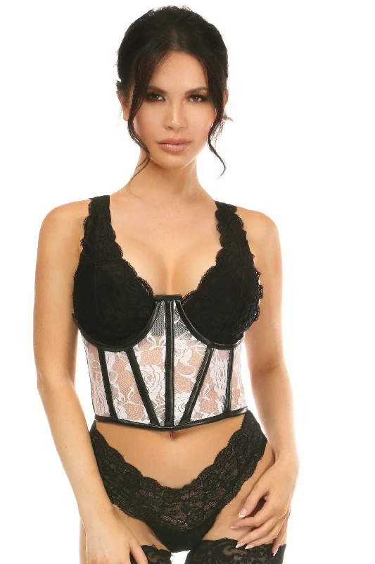 Weekend Offers That Amaze Lavish Sheer White Lace & Faux Leather Open Cup Waist Cincher Weekend Offers That Amaze Lavish Sheer White Lace & Faux Leather Open Cup Waist Cincher