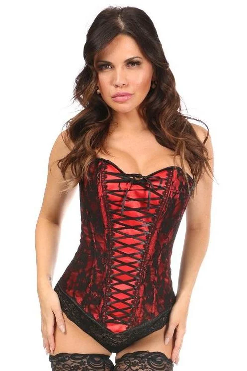 Big Discounts Lace-Up Overbust Corset with Black Lace