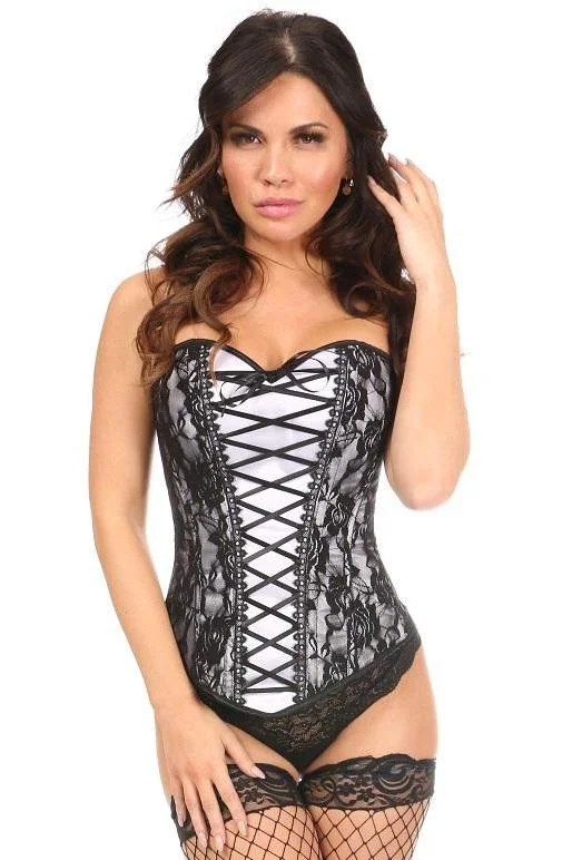 Bargain Prices Lace-Up Overbust Corset with Black Lace