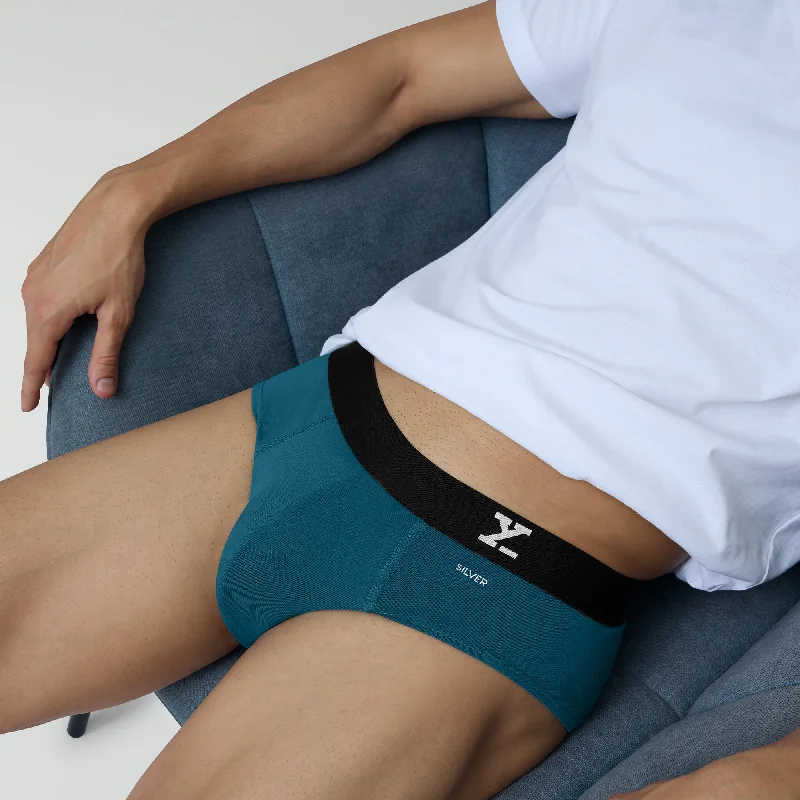 Quick Deals Aero Silver Cotton Briefs Green Emerald