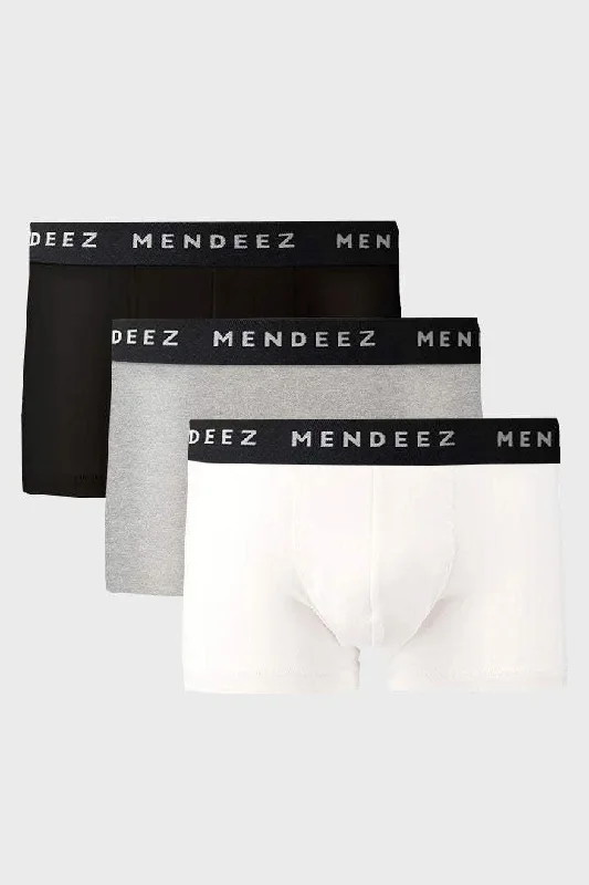 Flash Deal Boxer Trunks - White, Heather Grey & Black Pack Of 3