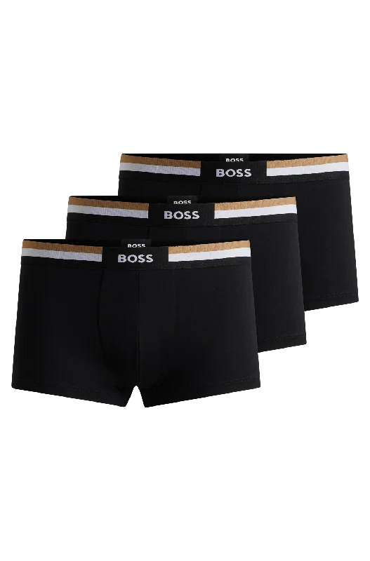 Steals and Deals BOSS Men's Motion 3 Pack Trunks - Black