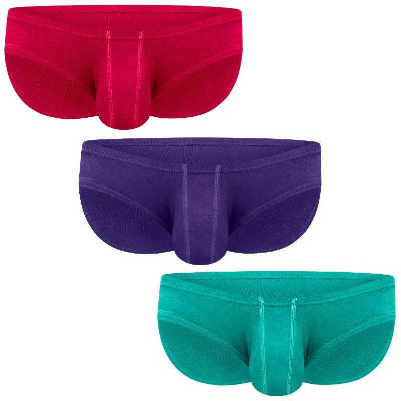 Lowest Rates Modal 0in Low-Rise Bikini Briefs No Fly 3pk Emerald/Purple/Red