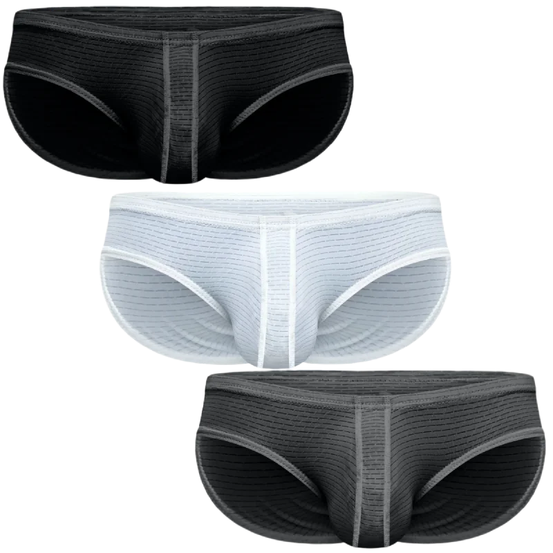 Take Advantage Nylon 0in Low-Rise Bikini Briefs No Fly 3pk Black/Gray/White