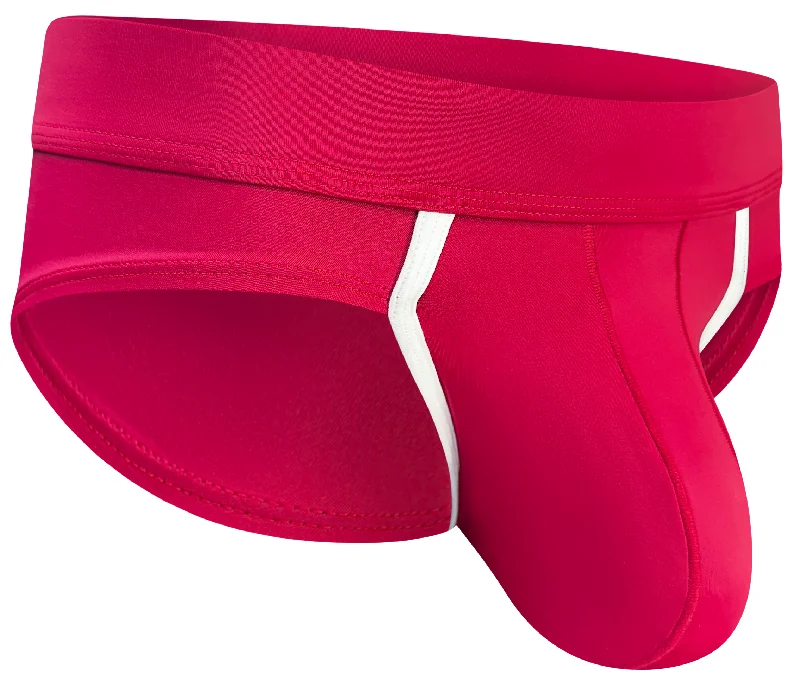 Crazy Savings Nylon 0in Sport Briefs No Fly 1pk Red