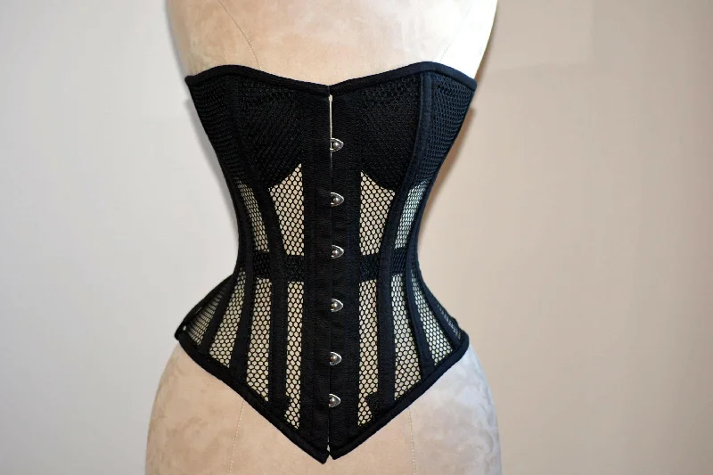 Value Deals Overbust mesh authentic corset with cups, white, red, beige, black and other colors. Gothic Victorian, steampunk affordable, historical corset