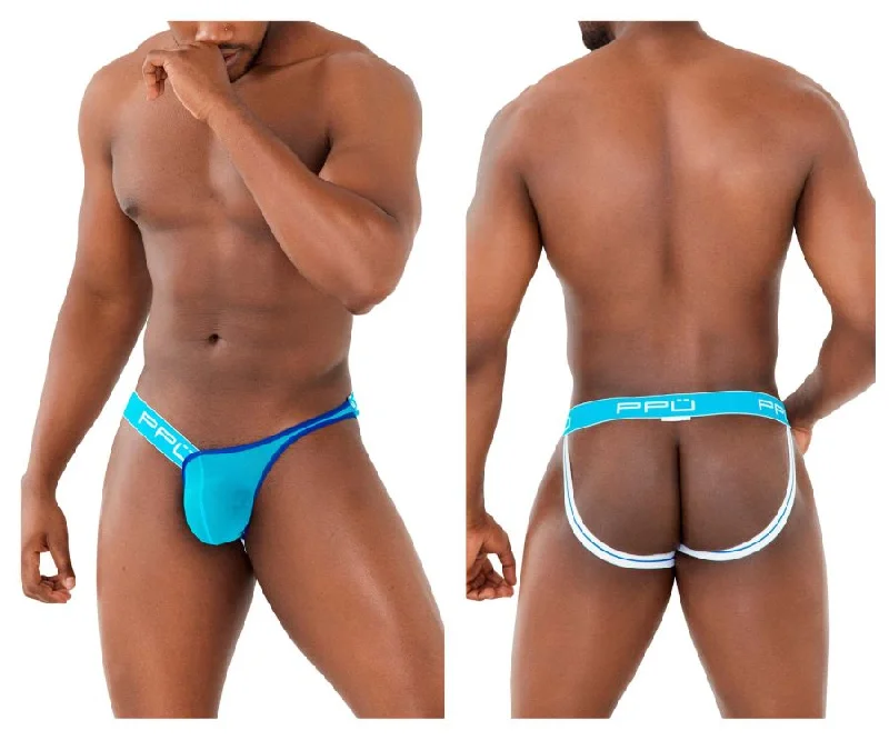 Special Promotion PPU 2308 One Side Mesh Jockstrap Color Turquoise