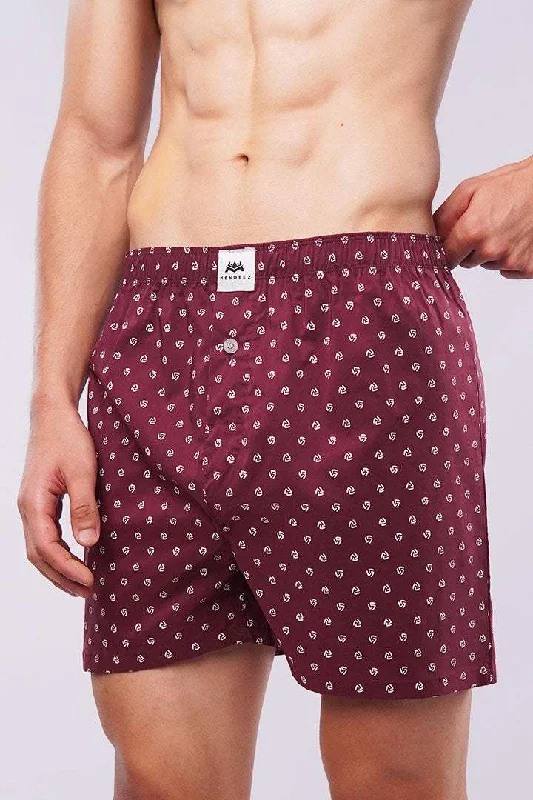 Weekend Shopping Extravaganza Printed Woven Boxer Shorts - Maroon