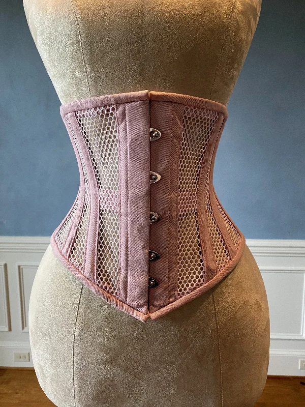 Weekend Flash Sale Real steel boned underbust underwear pink corset from transparent mesh and cotton. Real waist training corset for tight lacing. Weekend Flash Sale Real steel boned underbust underwear pink corset from transparent mesh and cotton. Real waist training corset for tight lacing.