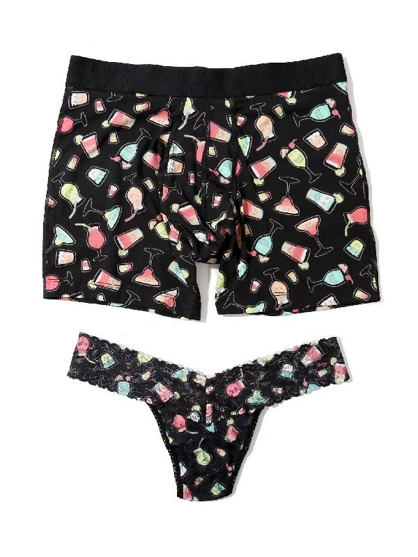 Blowout Sale Signature Lace Low Rise Printed Thong and SAXX Drop Temp™ Cooling Cotton Boxer Brief