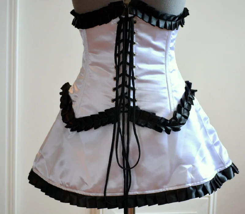 Early Access Steel boned underbust corset and skirt maid Kakouen Myousai cosplay Masaki. Waist training corset, maid costume, authentic corset