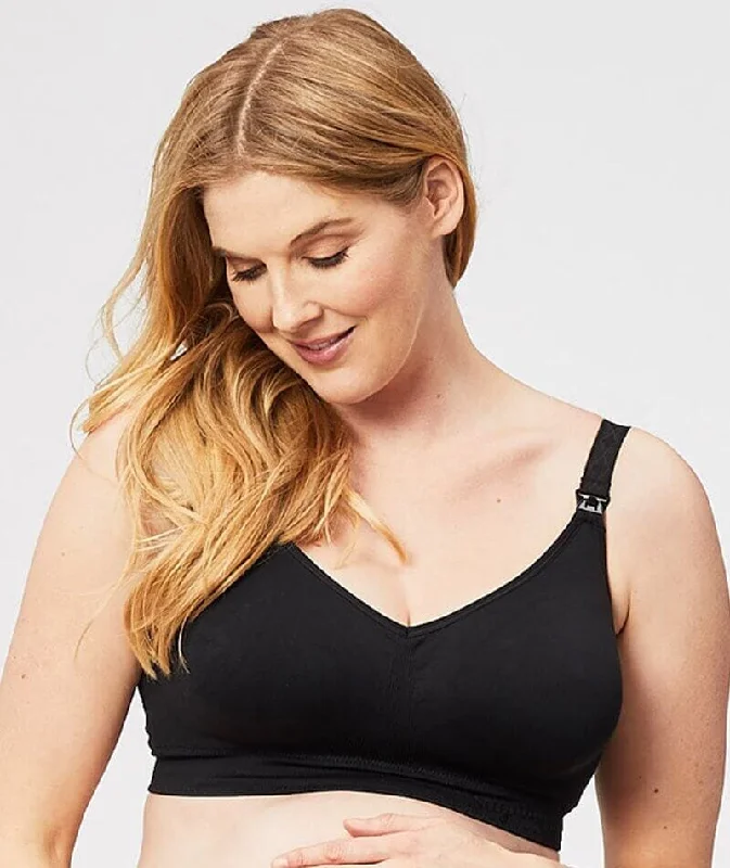 Steals and Deals Cake Maternity Popping Candy Fuller Bust Seamless F-Hh Cup Wire-Free Nursing Bra - Black