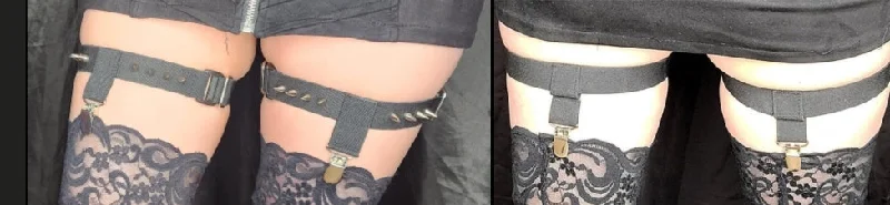 Exclusive Offers T front I back 1 leg strap garters with spikes 