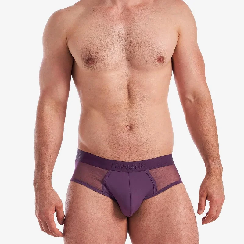 Hurry Up Teamm8 Score Sheer brief mesh plum purple