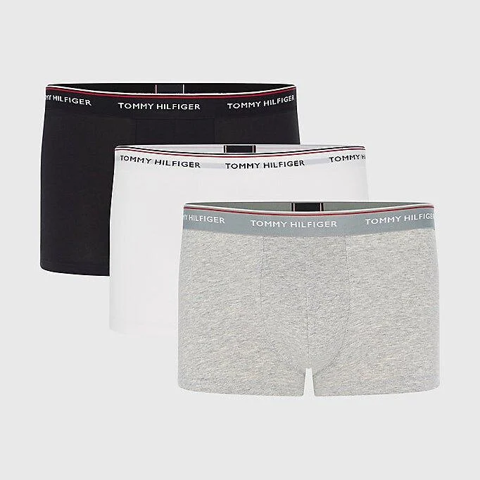 Online Only Tommy Hilfiger 3 Pack Signature Cotton Essentials Trunks - Grey Heather/Black/White