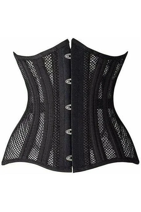 The Best Prices Top Drawer Black Fishnet Double Steel Boned Curvy Cut Waist Cincher Corset The Best Prices Top Drawer Black Fishnet Double Steel Boned Curvy Cut Waist Cincher Corset