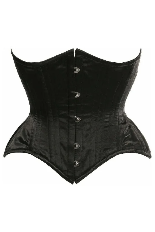 Savings Galore Top Drawer Black Satin Double Steel Boned Curvy Cut Waist Cincher Corset Savings Galore Top Drawer Black Satin Double Steel Boned Curvy Cut Waist Cincher Corset