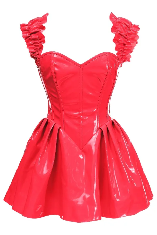 Exclusive Access Top Drawer Steel Boned Red Patent PVC Vinyl Corset Dress