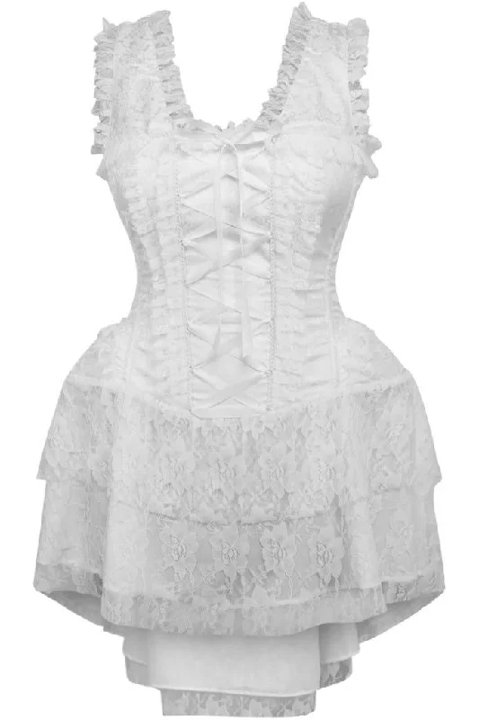 Limited Edition Top Drawer Steel Boned White Lace Victorian Corset Dress