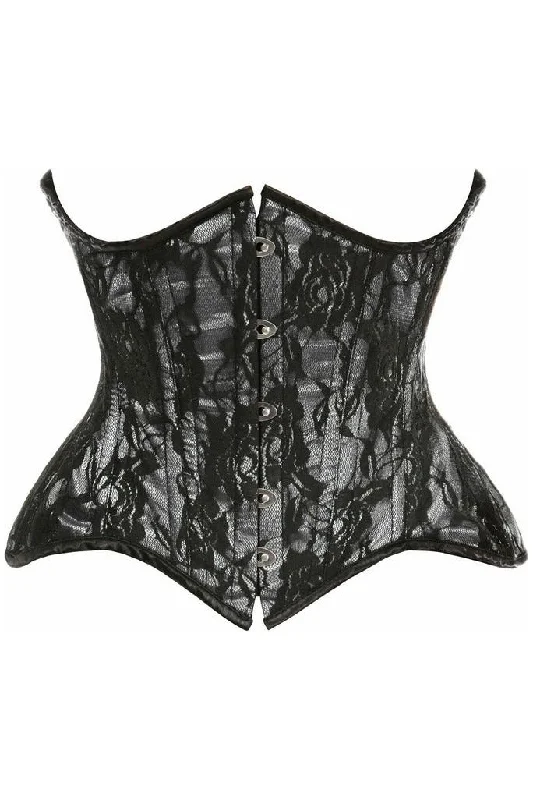 Price Rollback Top Drawer White w/Black Lace Double Steel Boned Curvy Cut Waist Cincher Corset Price Rollback Top Drawer White w/Black Lace Double Steel Boned Curvy Cut Waist Cincher Corset