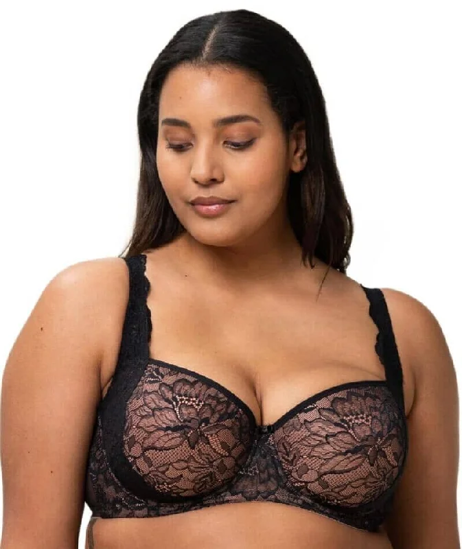 Super Deal Triumph Amourette Charm Half-Cup Underwired Padded Bra - Black