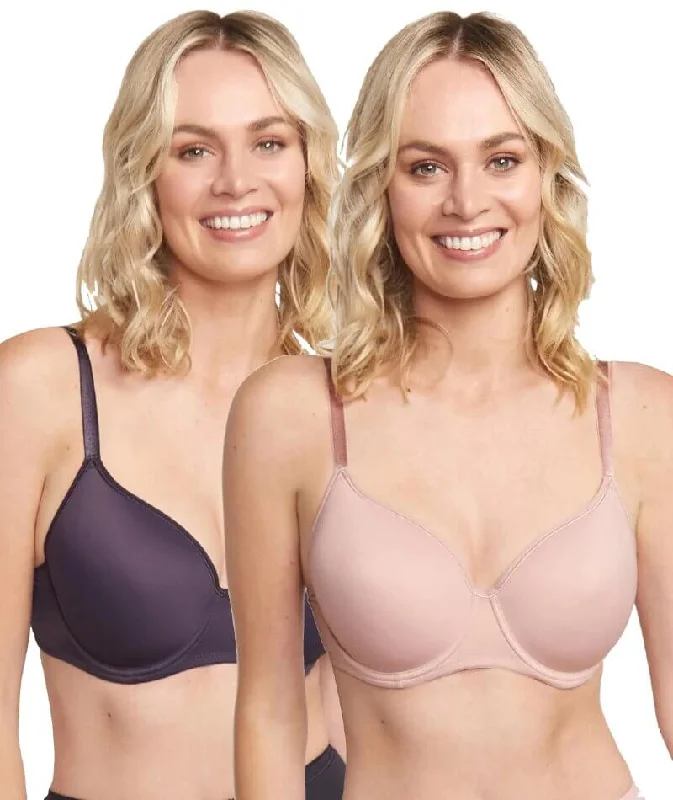 Clearance Sale Triumph Gorgeous Luxury T-Shirt 2 Pack Bra - Tea Rose/Dark Grey