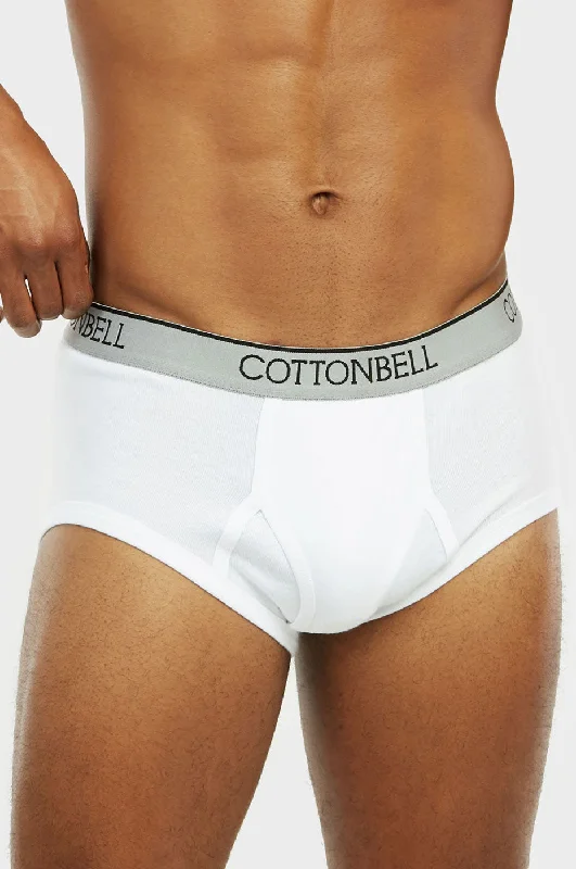 Year-End Sale COTTONBELL MEN'S WHITE BAND BRIEFS (TUB301C_WHITE)