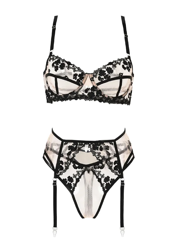 Value Deals Andrea Bra, Thong and Suspender (Nude)