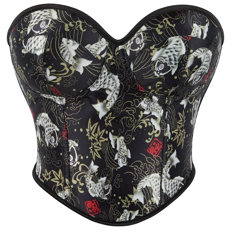 Weekend Deals That Sizzle Women's Gothic Fish Pattern Lace-up Overbust Corset