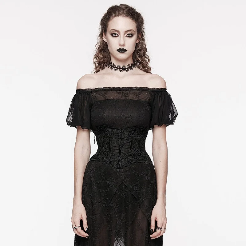 Holiday Sale Women's Gothic Floral Embroidered Mesh Underbust Corset