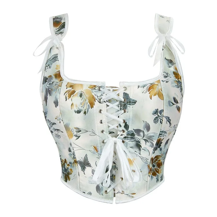 Unbeatable Prices Women's Gothic Floral Printed Lace-up Adjustable Overbust Corset
