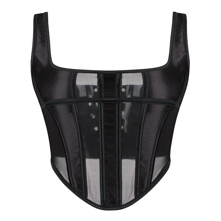 Weekend Deals That Please Women's Gothic Mesh Splice Lace-up Overbust Corset