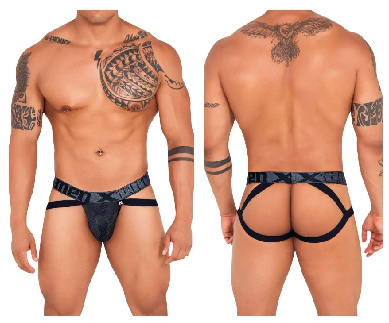 Final Clearance Xtremen 91128 Snake print Jockstrap Color Black