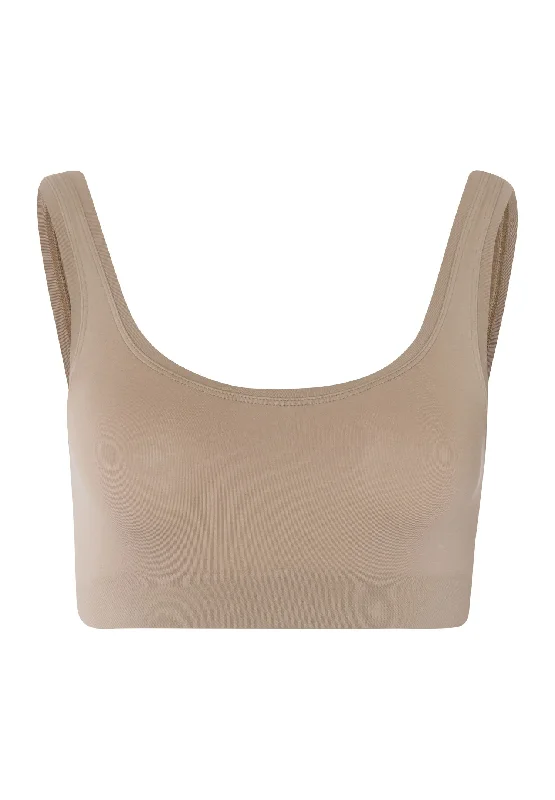 Weekend Deals That Dazzle Touch Feeling Crop Top | Deep Taupe 71810-2828