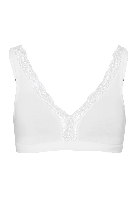 Take Advantage Cotton Lace Lace-Trim Soft Cup Bra | White 72431-101