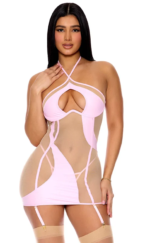 Can't Beat Catch My Wave Mesh Chemise Set - Orchid