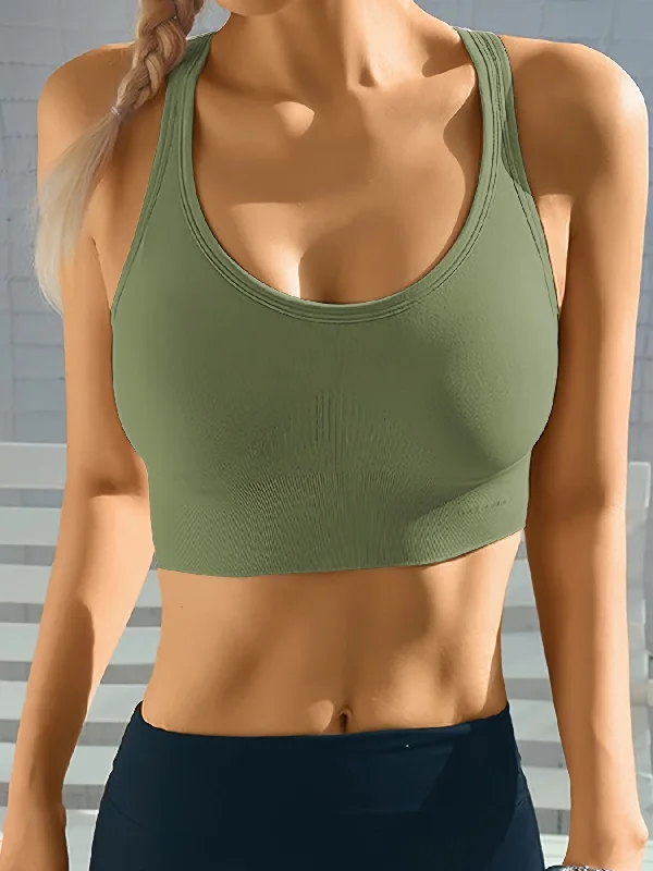 Don't Wait Crossback Medium Support Sports Bra LightGreen