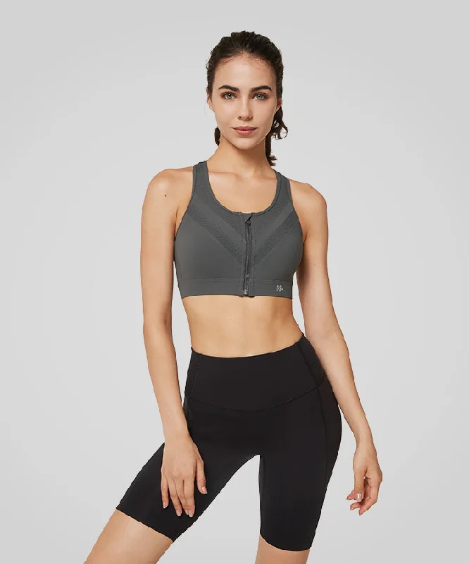 Weekend Special Enfold Zip Mesh Padded Running Bra | Women's High Support Sports Bra