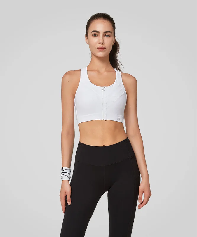 Bargain Alert Enfold Zip Mesh Padded Running Bra | Women's High Support Sports Bra