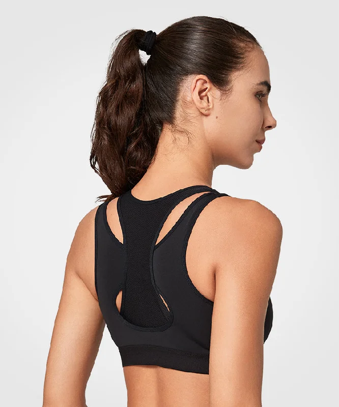 Don't Miss Enfold Zip Mesh Racerback Padded Running Bra | Women's High Support Sports Bra Don't Miss Enfold Zip Mesh Racerback Padded Running Bra | Women's High Support Sports Bra