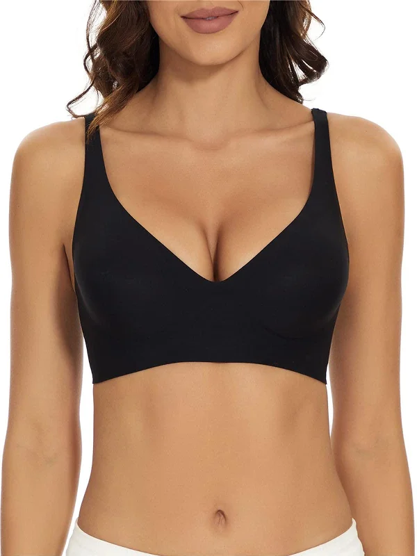 Epic Deals Wirefree Seamless Bra for Women Invisible Deep V Plunge Bra with Removeable Padding Epic Deals Wirefree Seamless Bra for Women Invisible Deep V Plunge Bra with Removeable Padding
