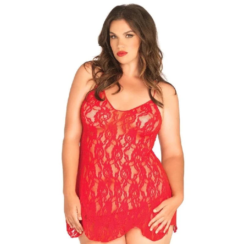 Weekend Bargains to Savor Leg Avenue Rose Lace Flair Chemise Red UK 14 to 18