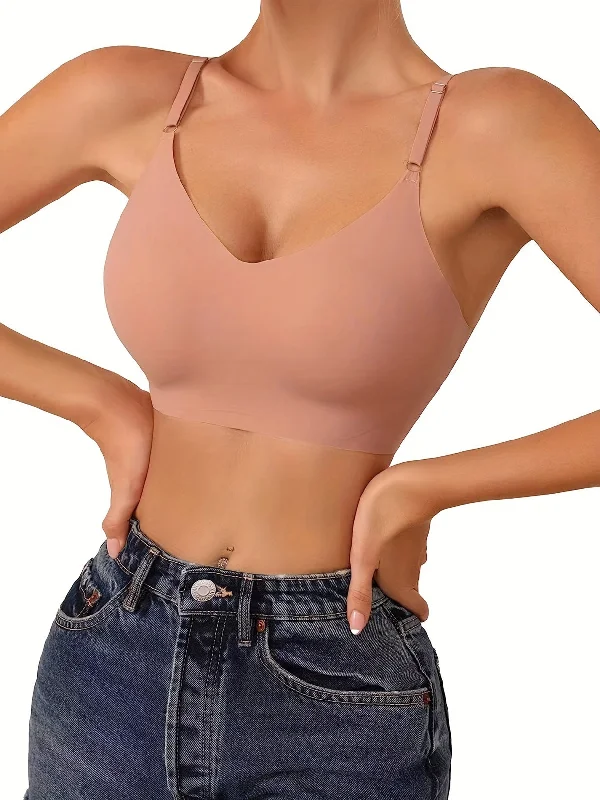 Bargain Prices Low Back Seamless Push-up Wireless Bra HotPink
