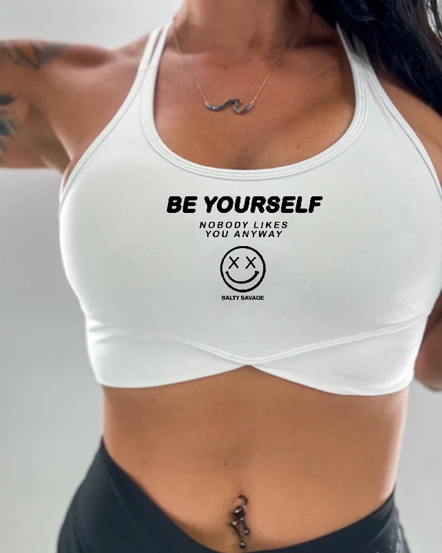 Stock Clearance Salty Savage Ladies "Be Yourself” V Cut Sports Bra